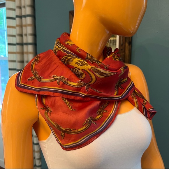 Vintage 80s Baroque Print Twill Scarf - Picture 3 of 11